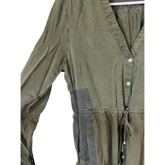 Gap Womens Olive Green Utility Tunic Dress With Pockets  Size 12T - Picture 2 of 8